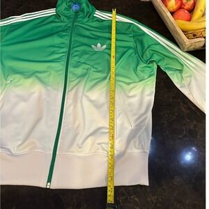 Adidas Original Mens XL Green White Ombre Gradient Full Zip Track Jacket Trefoil